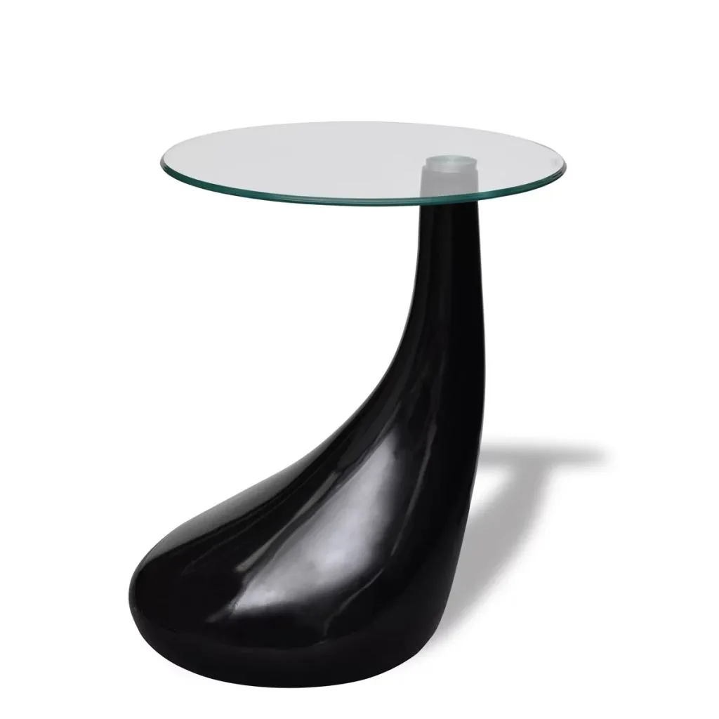 Coffee Table End Table Living Room Side Table with Round Glass Top