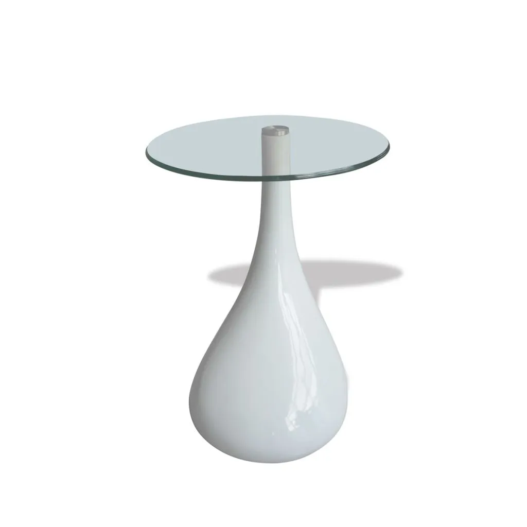 Coffee Table End Table Living Room Side Table with Round Glass Top