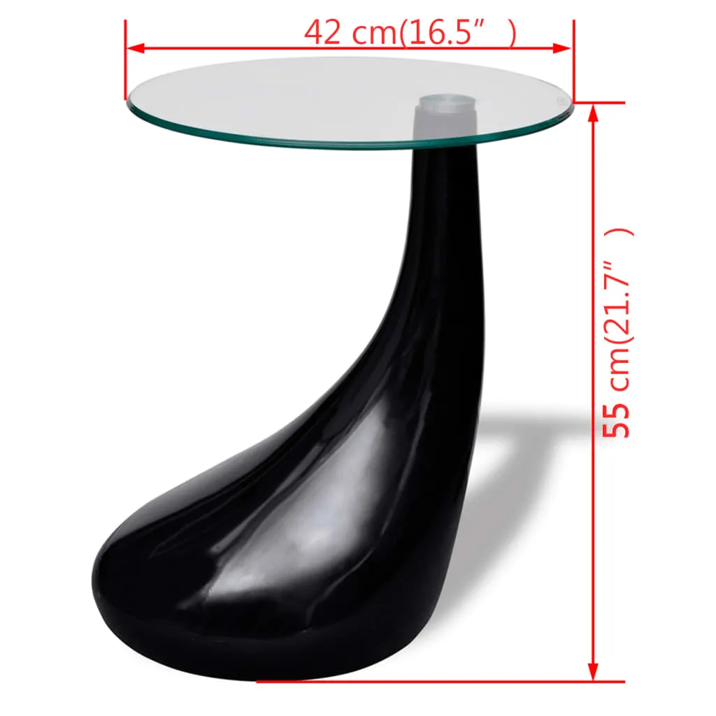 Coffee Table End Table Living Room Side Table with Round Glass Top