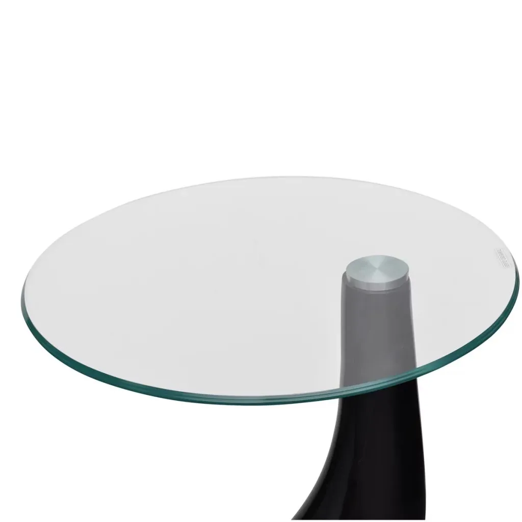 Coffee Table End Table Living Room Side Table with Round Glass Top