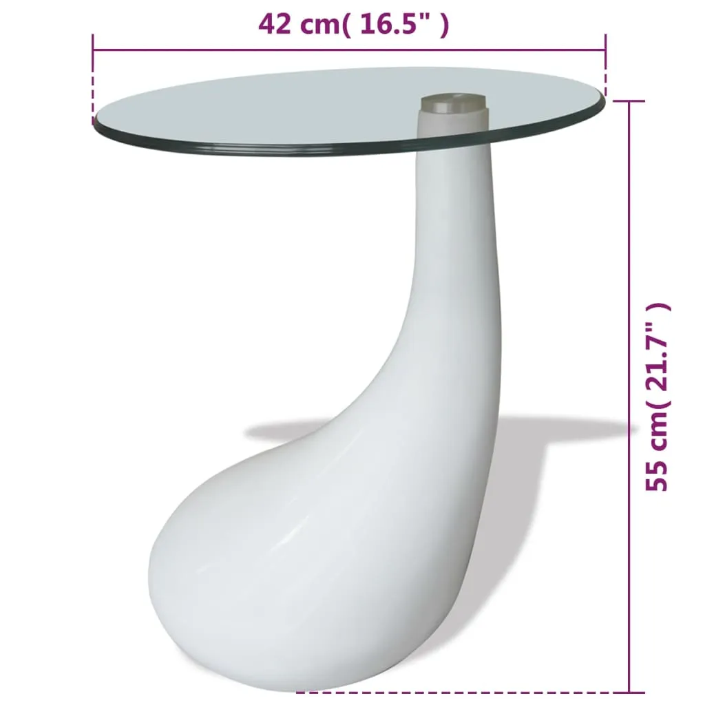 Coffee Table End Table Living Room Side Table with Round Glass Top