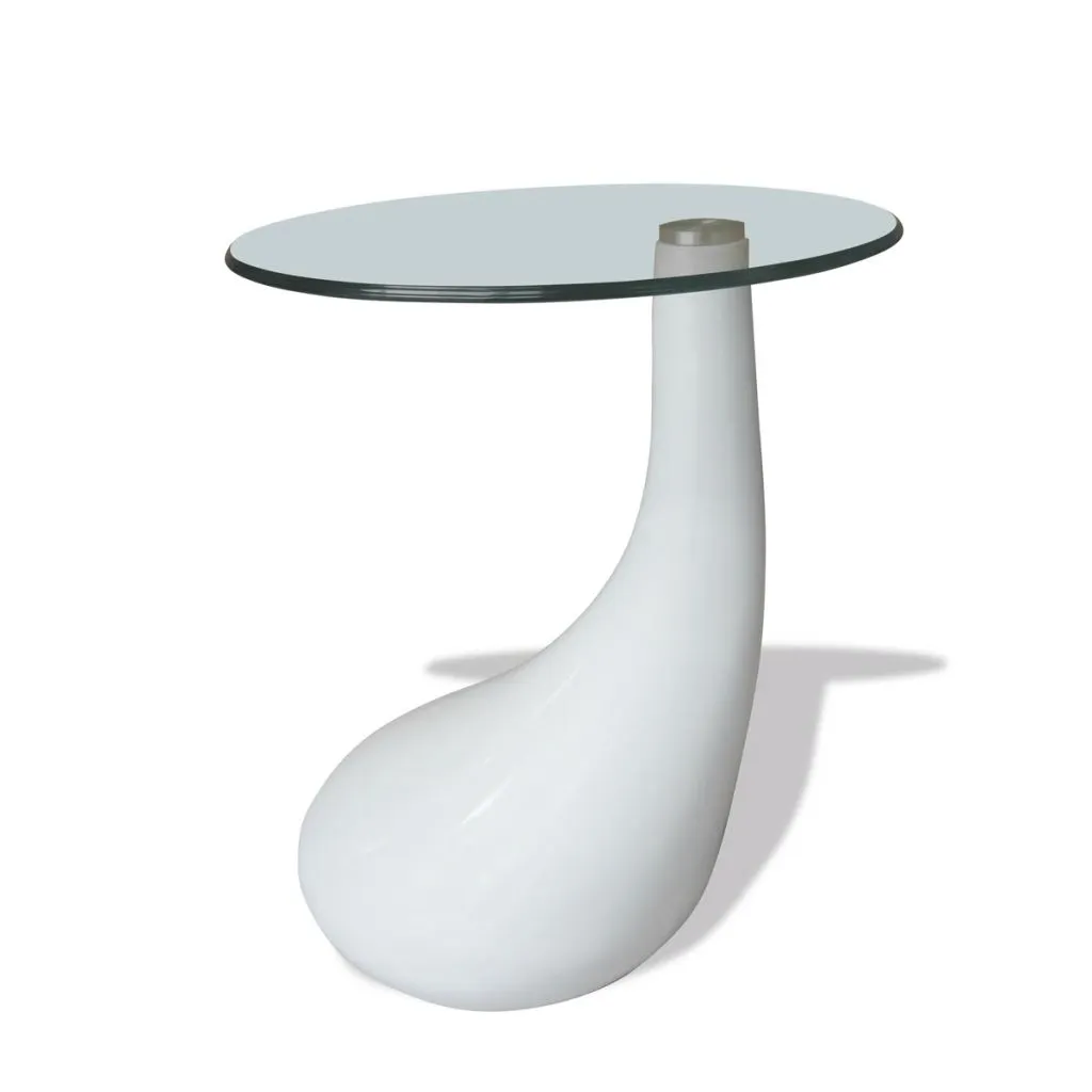 Coffee Table End Table Living Room Side Table with Round Glass Top