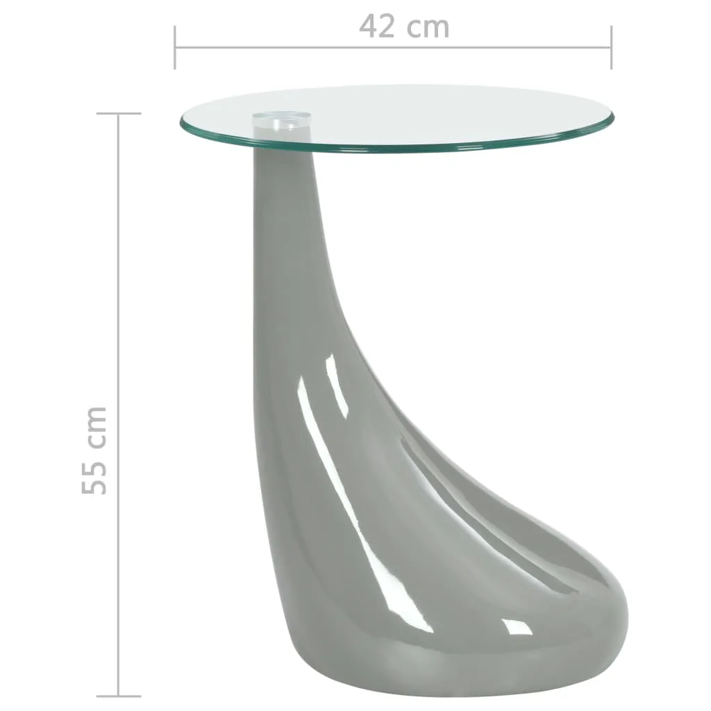 Coffee Table End Table Living Room Side Table with Round Glass Top