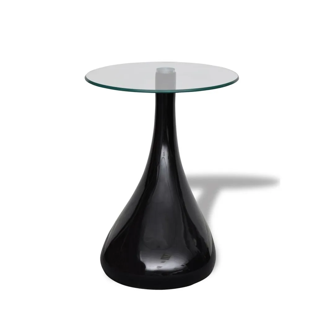 Coffee Table End Table Living Room Side Table with Round Glass Top