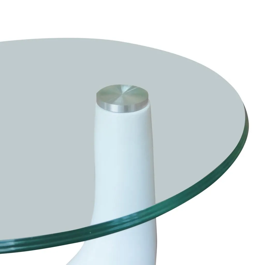 Coffee Table End Table Living Room Side Table with Round Glass Top