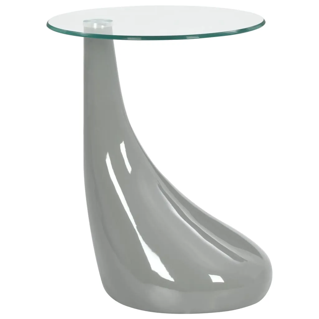 Coffee Table End Table Living Room Side Table with Round Glass Top
