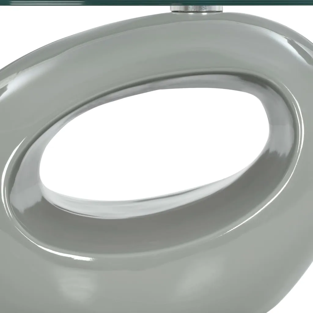 Coffee Table Living Room End Table Side Sofa Table with Oval Glass Top