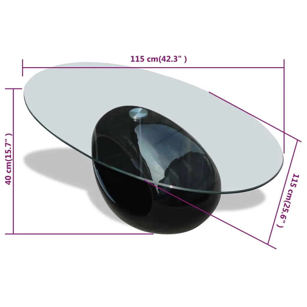 Coffee Table Living Room End Table Side Sofa Table with Oval Glass Top