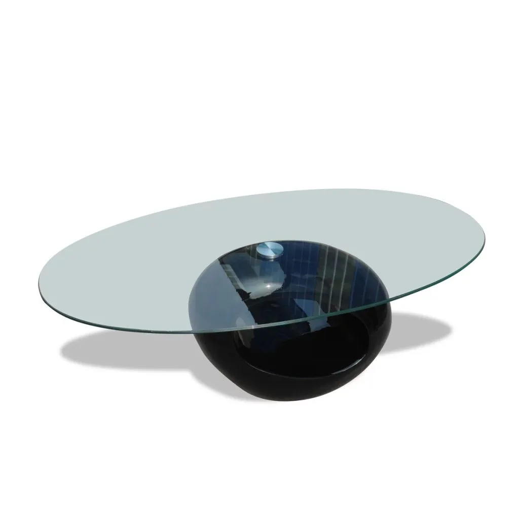 Coffee Table Living Room End Table Side Sofa Table with Oval Glass Top