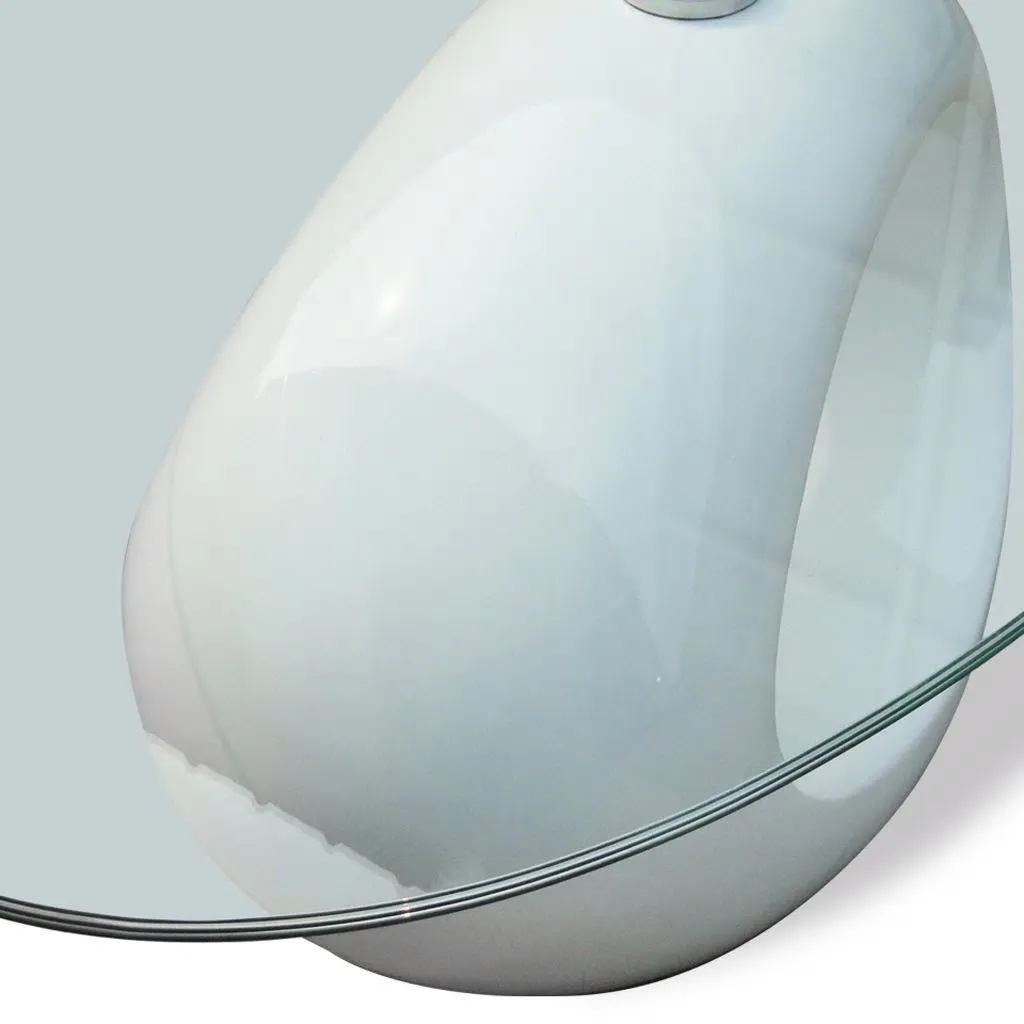 Coffee Table Living Room End Table Side Sofa Table with Oval Glass Top