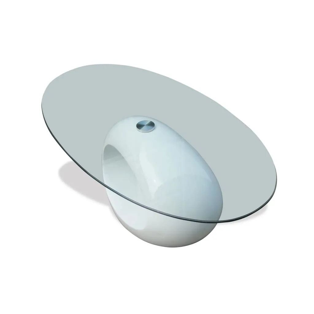 Coffee Table Living Room End Table Side Sofa Table with Oval Glass Top