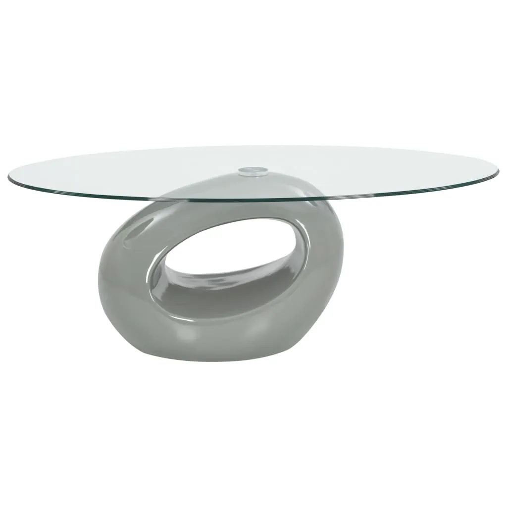 Coffee Table Living Room End Table Side Sofa Table with Oval Glass Top