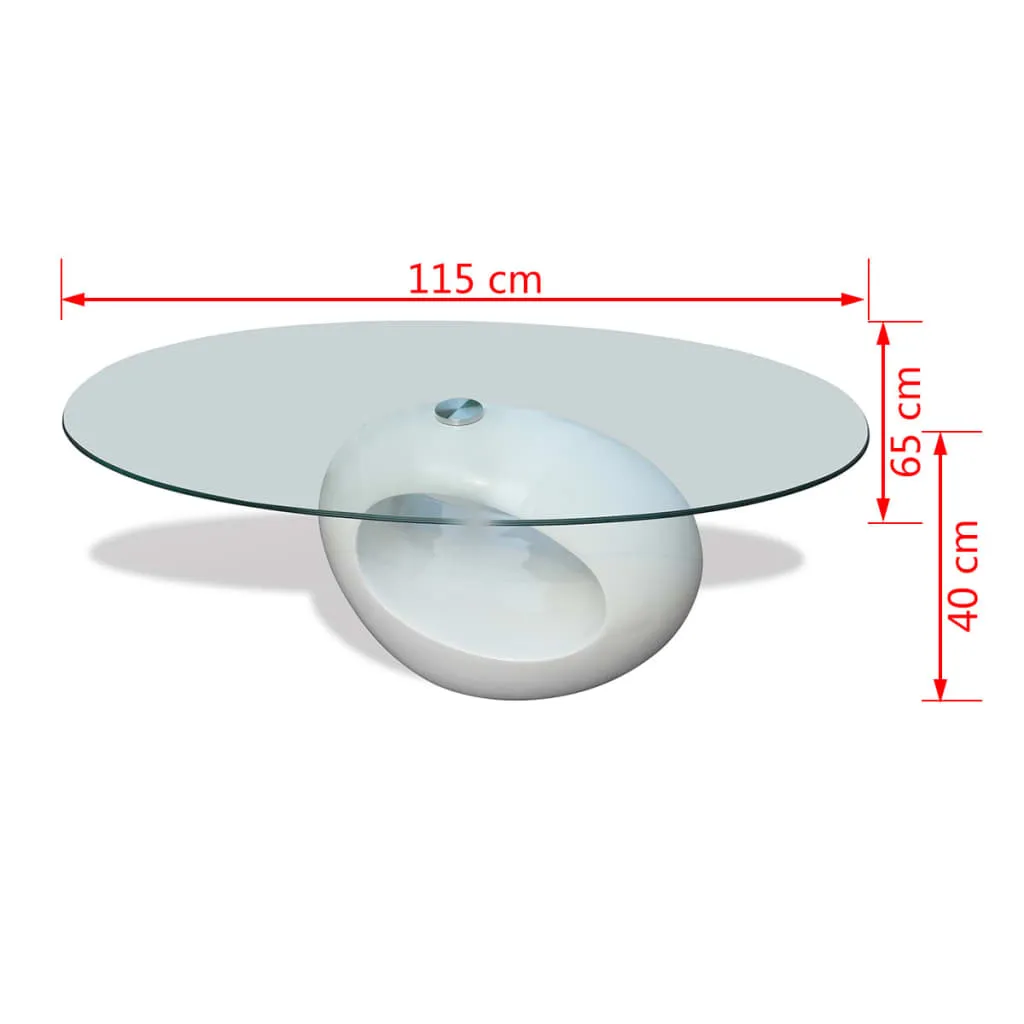 Coffee Table Living Room End Table Side Sofa Table with Oval Glass Top