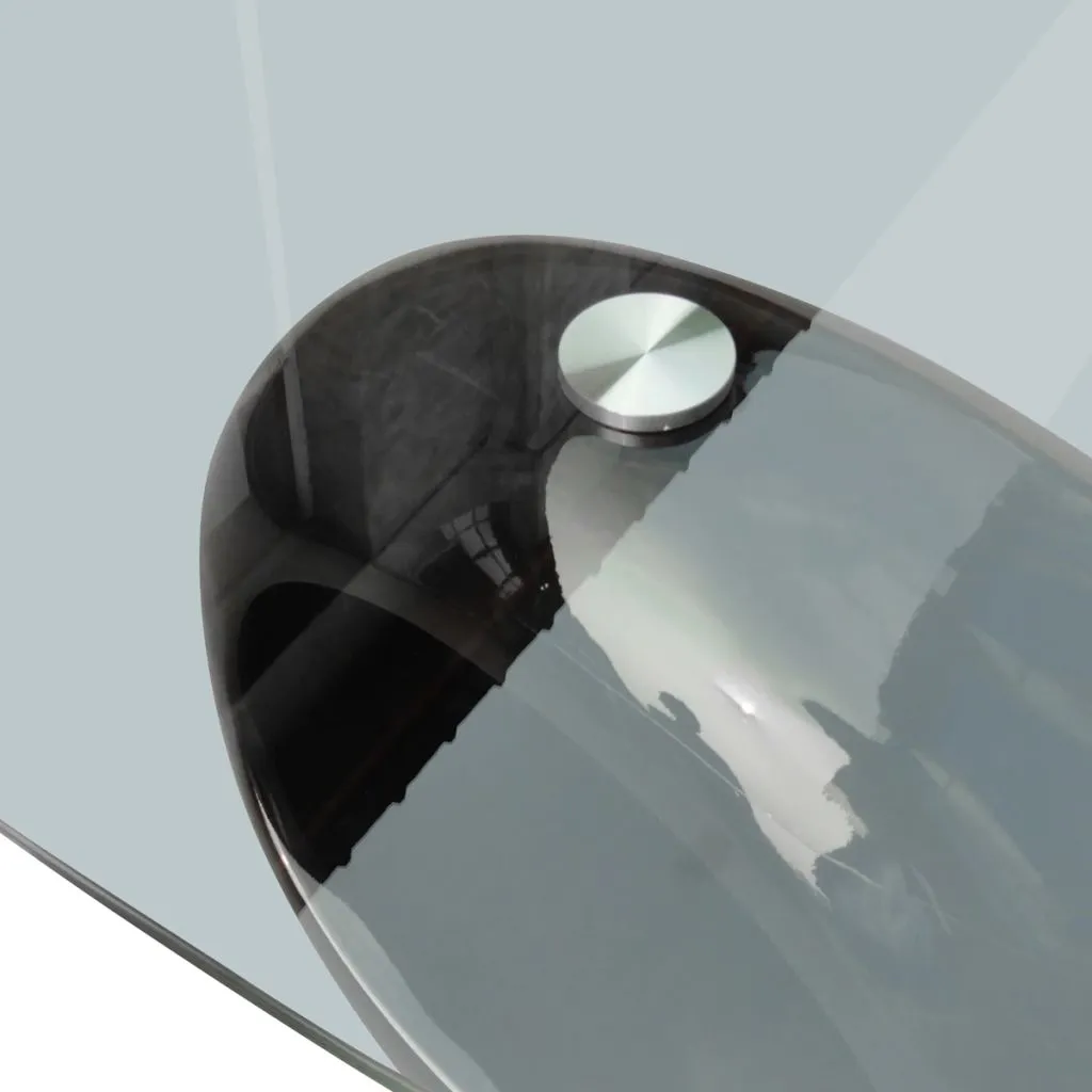 Coffee Table Living Room End Table Side Sofa Table with Oval Glass Top