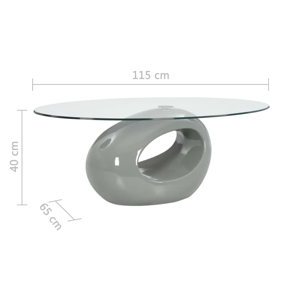 Coffee Table Living Room End Table Side Sofa Table with Oval Glass Top