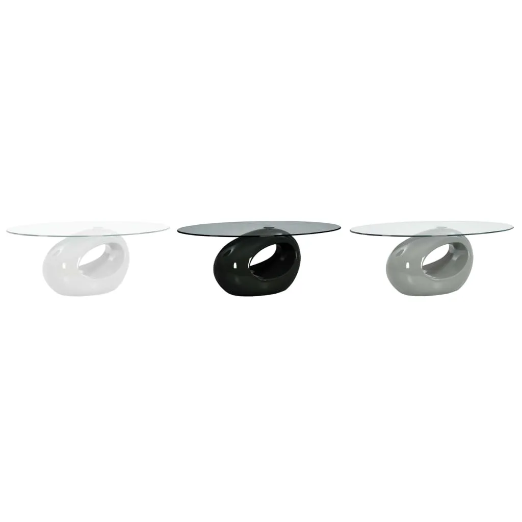 Coffee Table Living Room End Table Side Sofa Table with Oval Glass Top