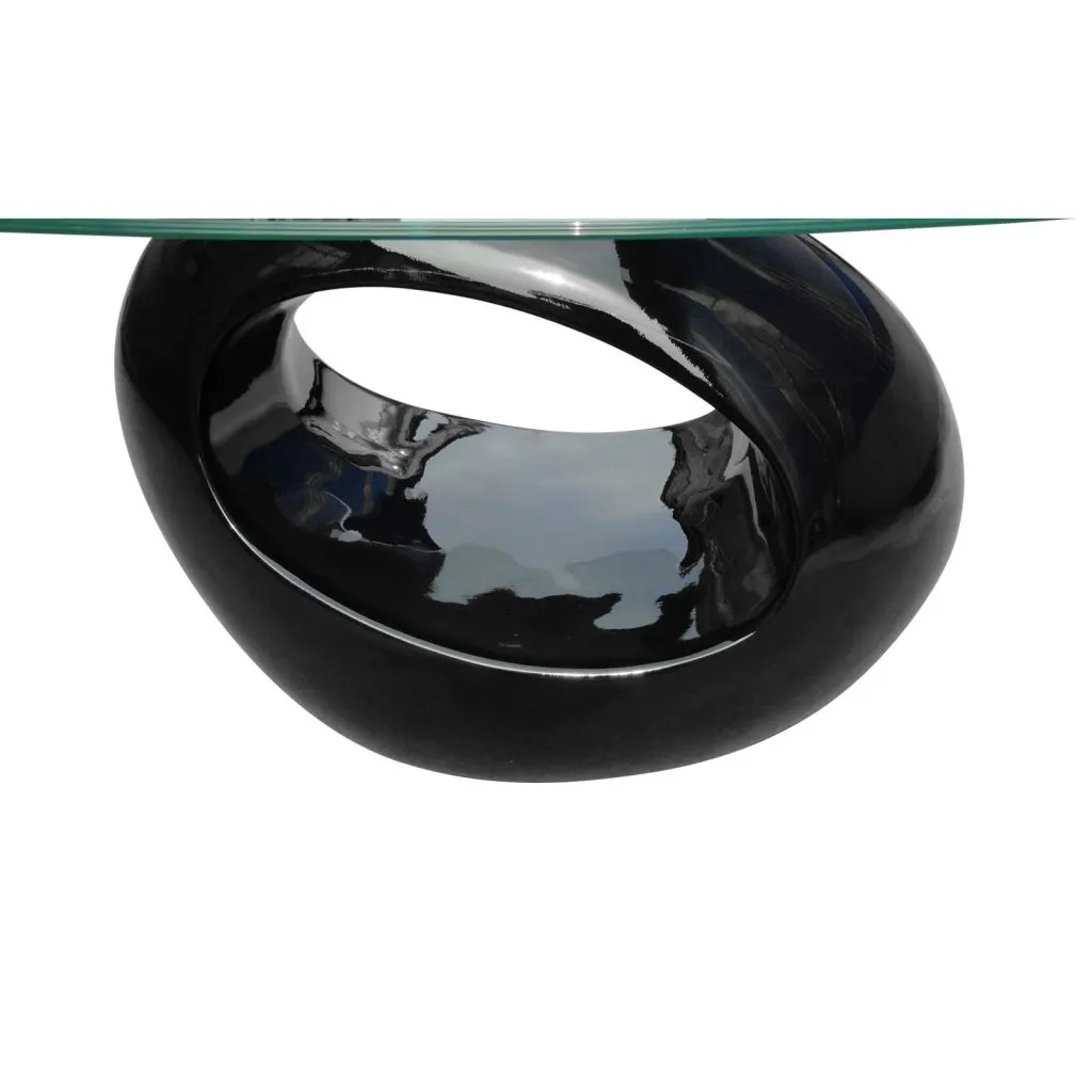 Coffee Table Living Room End Table Side Sofa Table with Oval Glass Top