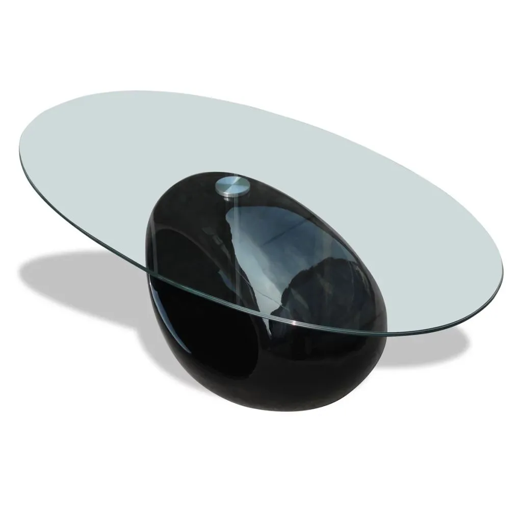 Coffee Table Living Room End Table Side Sofa Table with Oval Glass Top