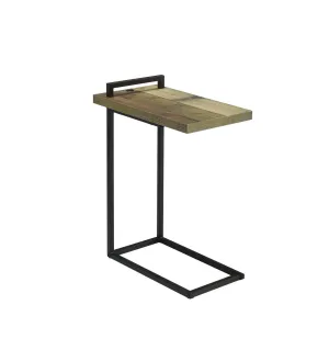Contemporary Style Metal Accent Table With Wooden Top And Usb Port, Brown And Bronze By Benzara