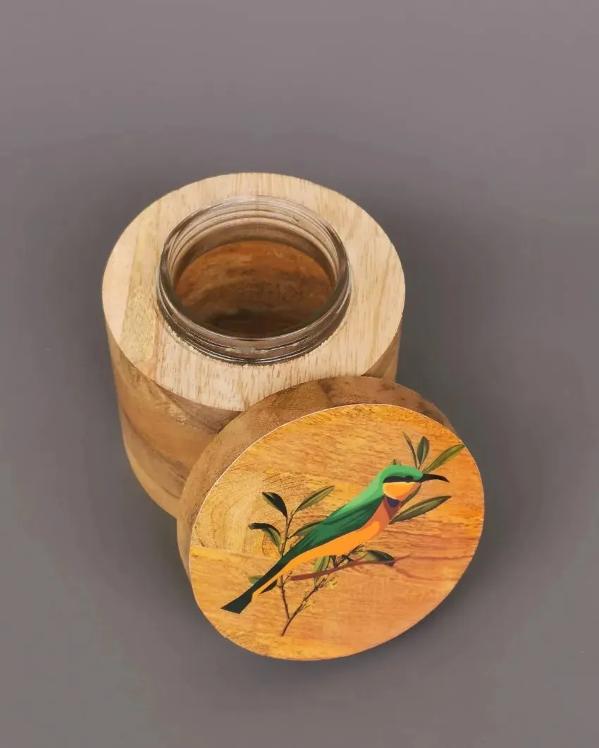 Cute Songbird Wooden Eco Friendly Jar | 250Ml | 4 x 4 inches