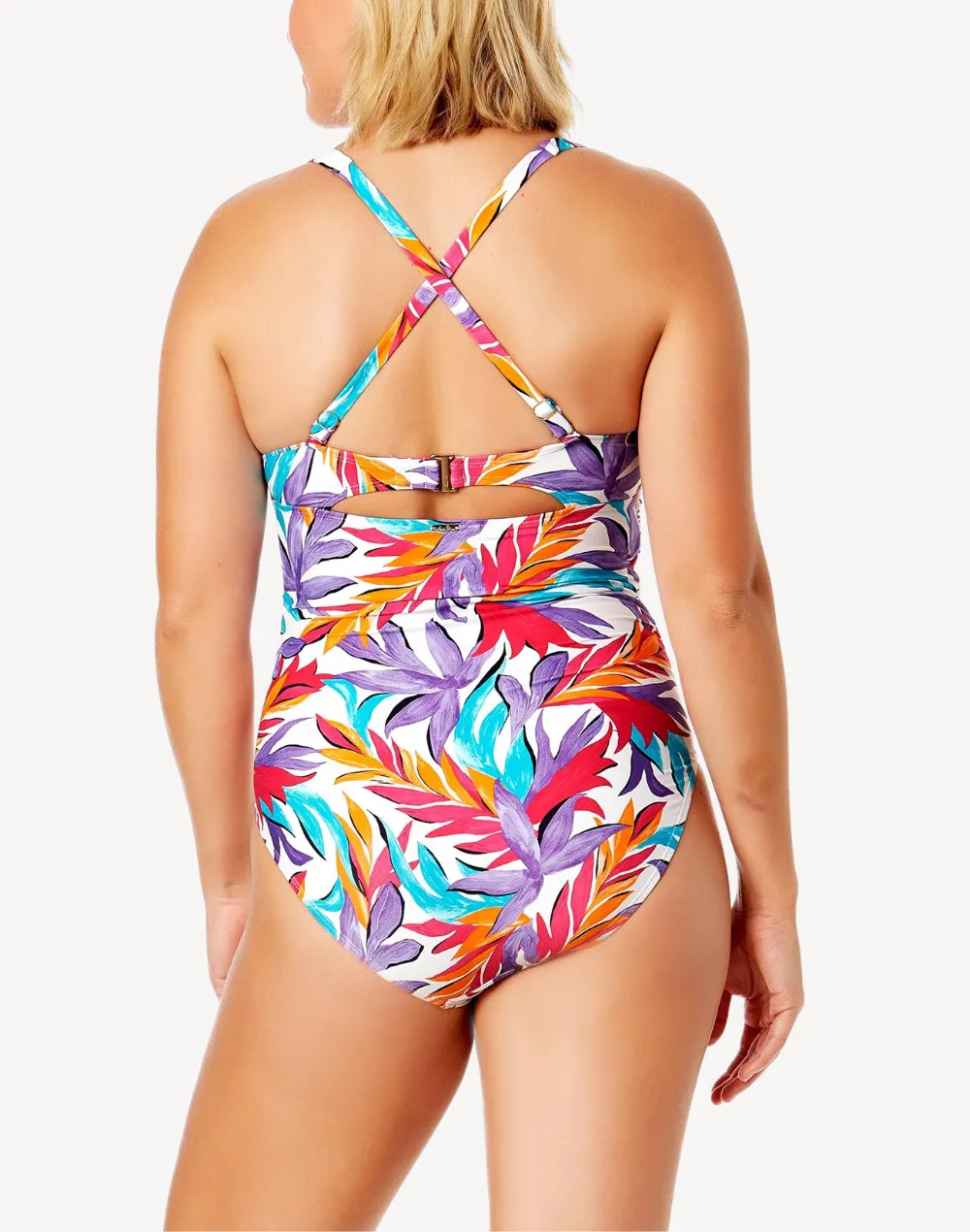 Dance Floor Palm Drape Front One Piece Swimsuit