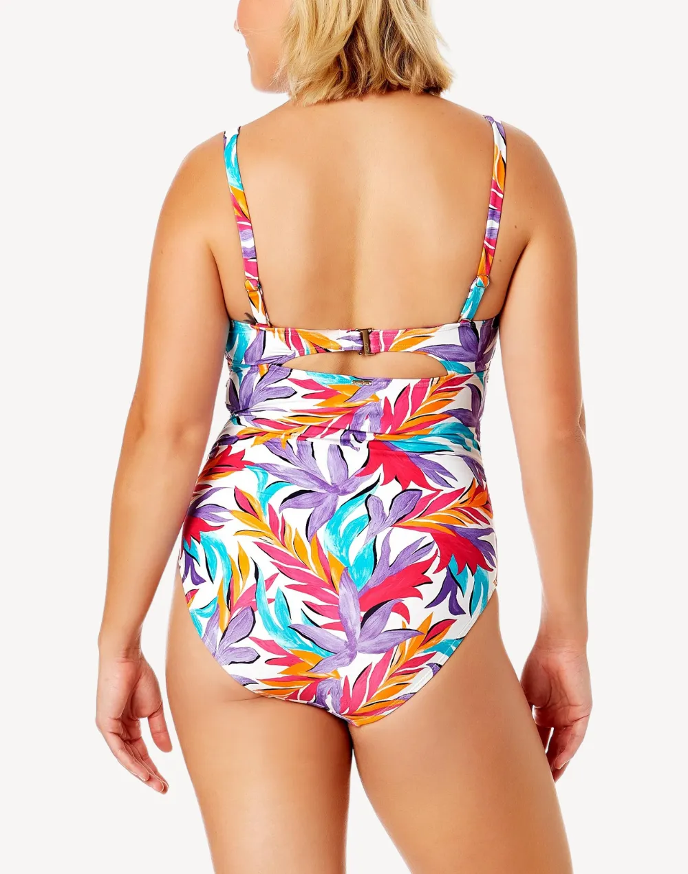 Dance Floor Palm Drape Front One Piece Swimsuit