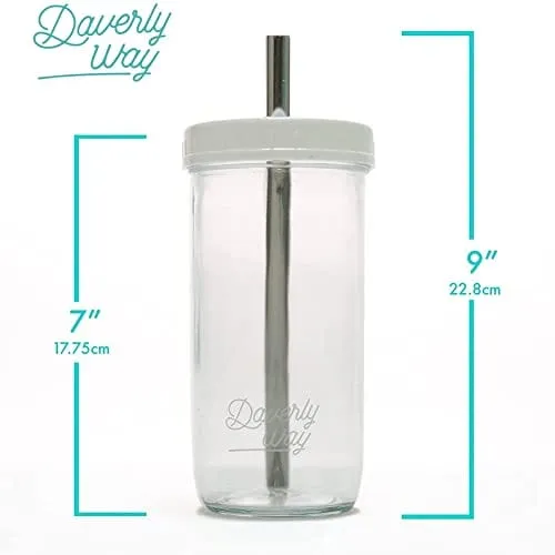 Daverly Way Reusable Boba Bubble Smoothie Cups With 4 Lids And 2 Metal Reusable Straws And Straw Cleaner In Fun Gift Box (2-pack, 24oz Each)