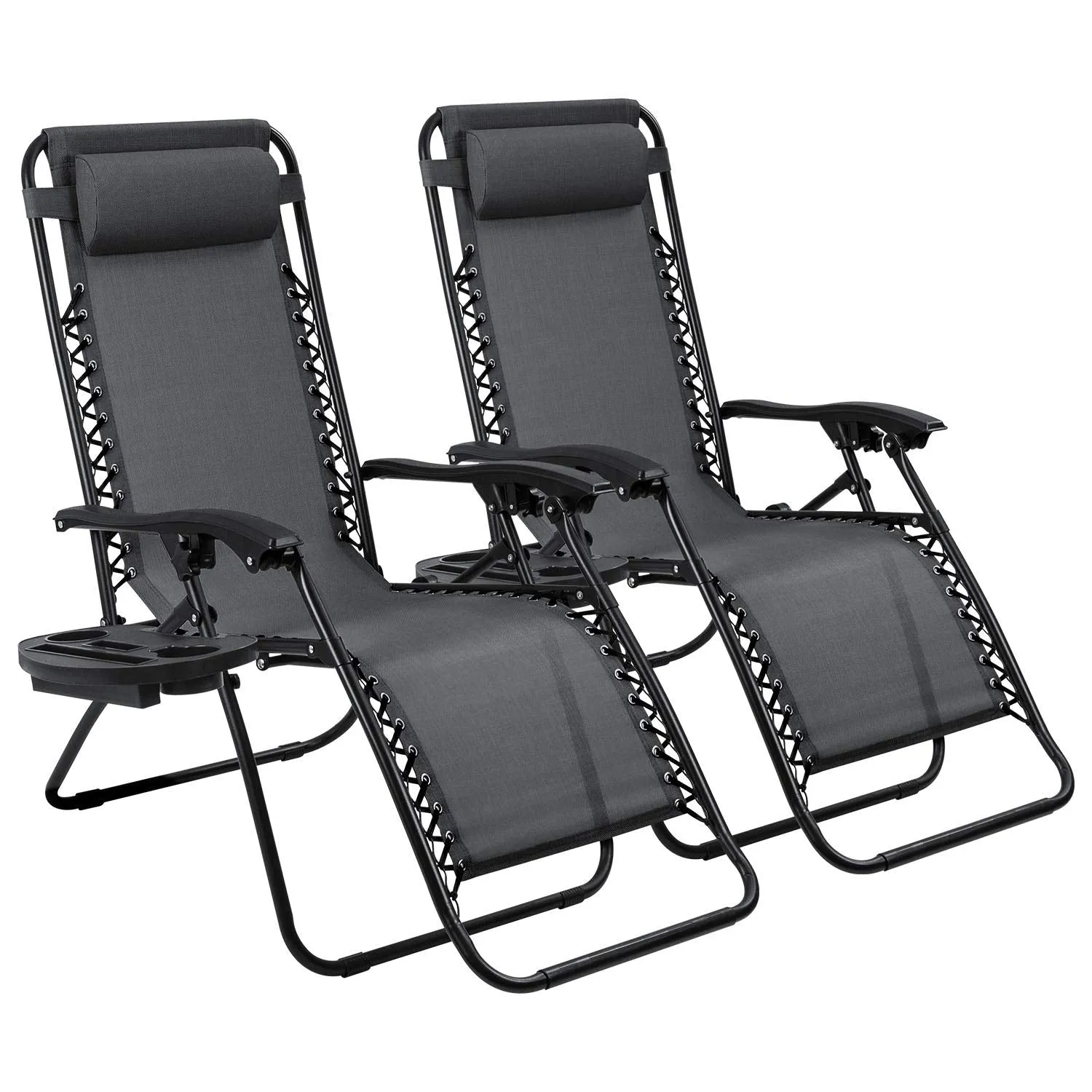 Devoko Patio Zero Gravity Chair Outdoor Adjustable Folding Lounge Chairs Set of 2 (Beige)