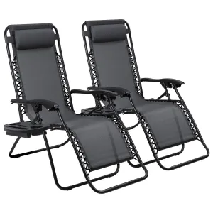 Devoko Patio Zero Gravity Chair Outdoor Adjustable Folding Lounge Chairs Set of 2 (Beige)