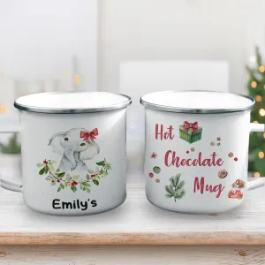 Elephant Kid Christmas Mug - Personalized Enamel Mug