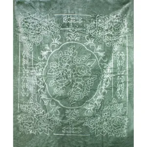 Embossed Sage Green 79" x 95" Plush Queen-sized Blanket BLKT-2414