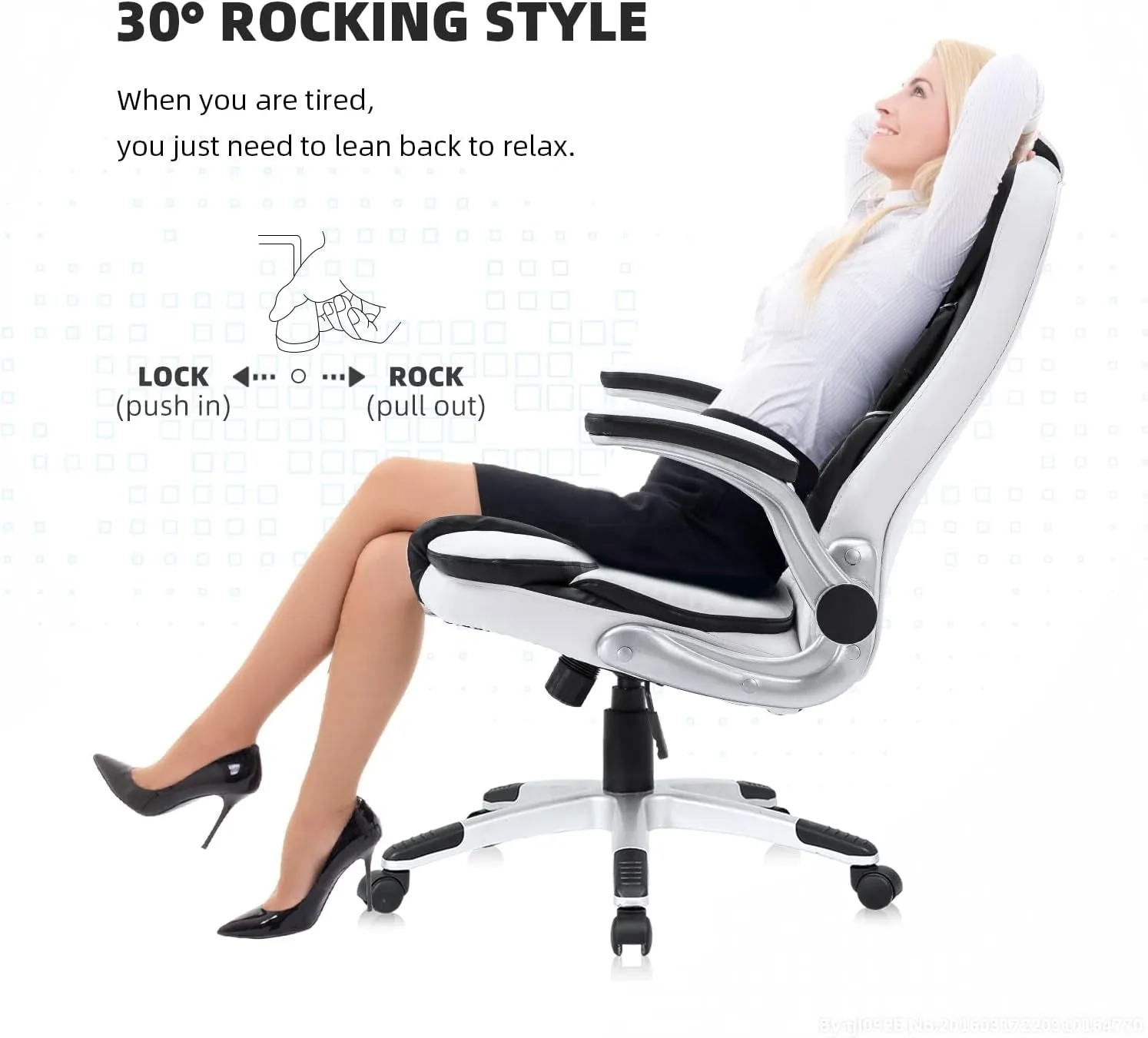 Executive Office Chair Ergonomic Home Office Desk Chair High Back White Leather Chair,Comfortable Computer Chair with Armrest, White