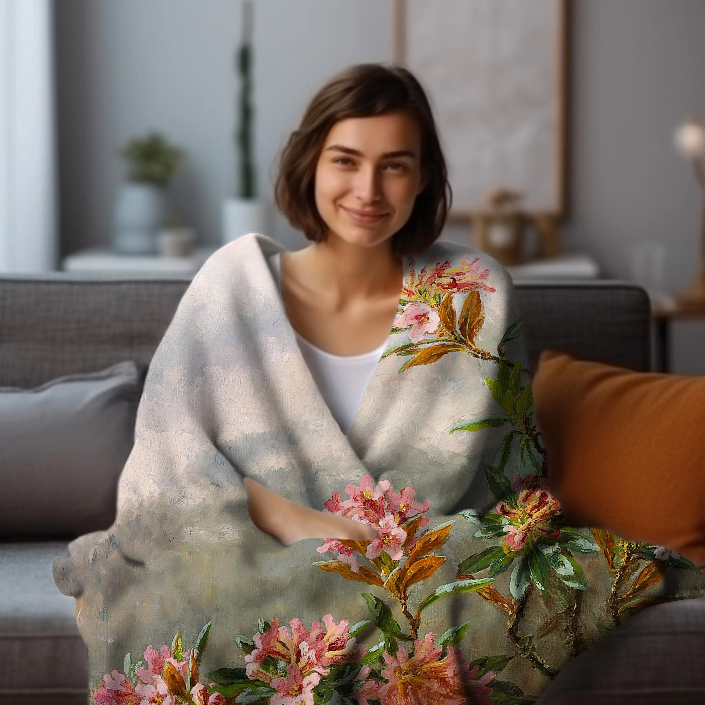 Fall Floral Velveteen Throw Blanket - Home Decor