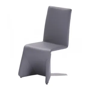 Fully Leatherette Upholstered Metal Frame Dining Chair, Set of 2, Gray By Benzara