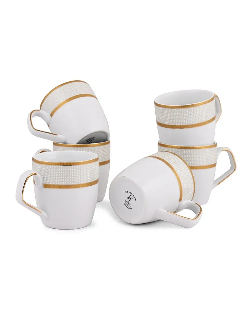 Golden Sand Porcelain Small Coffee Mugs | Set of 6