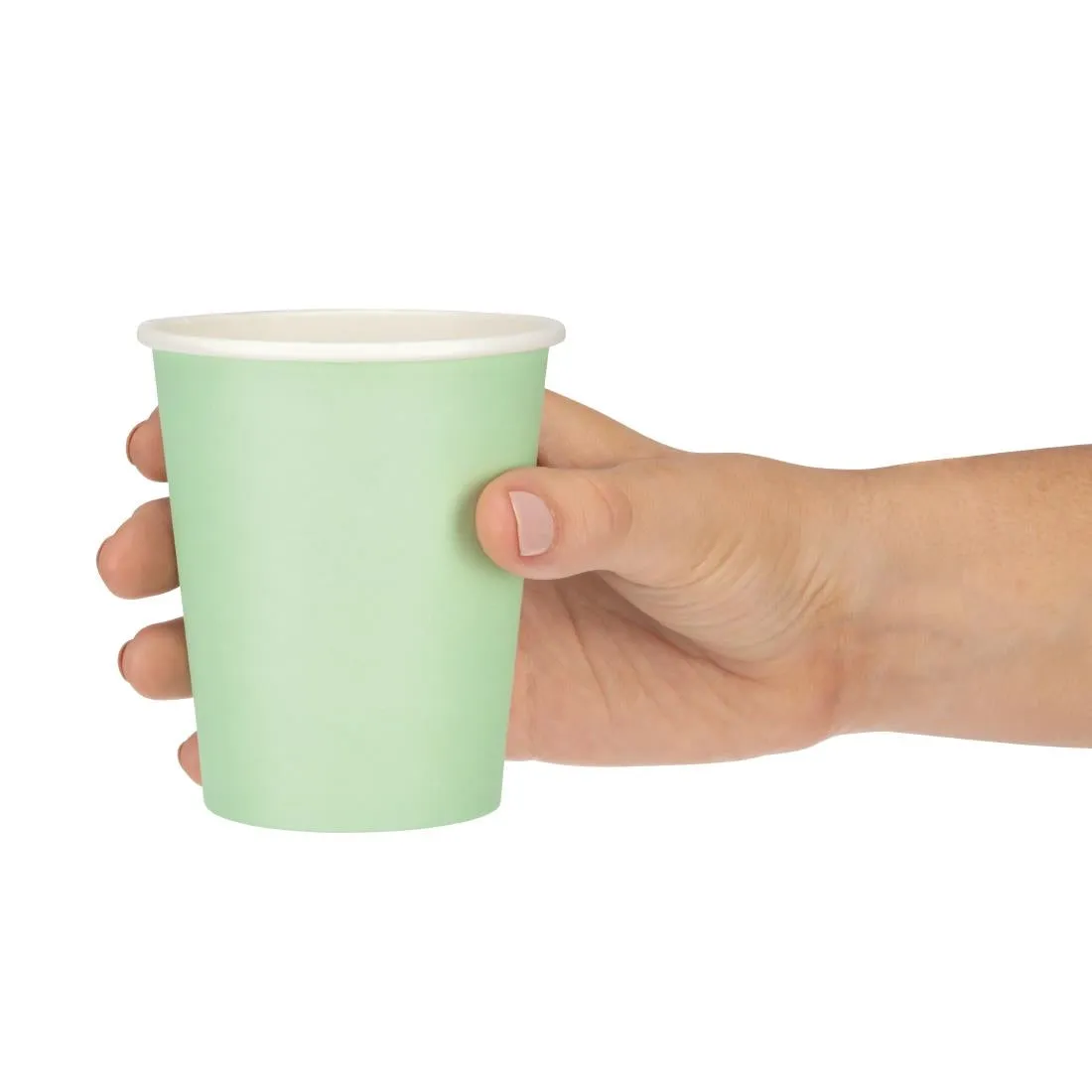 GP400 Fiesta Recyclable Coffee Cups Single Wall Turquoise 225ml / 8oz (Pack of 50)