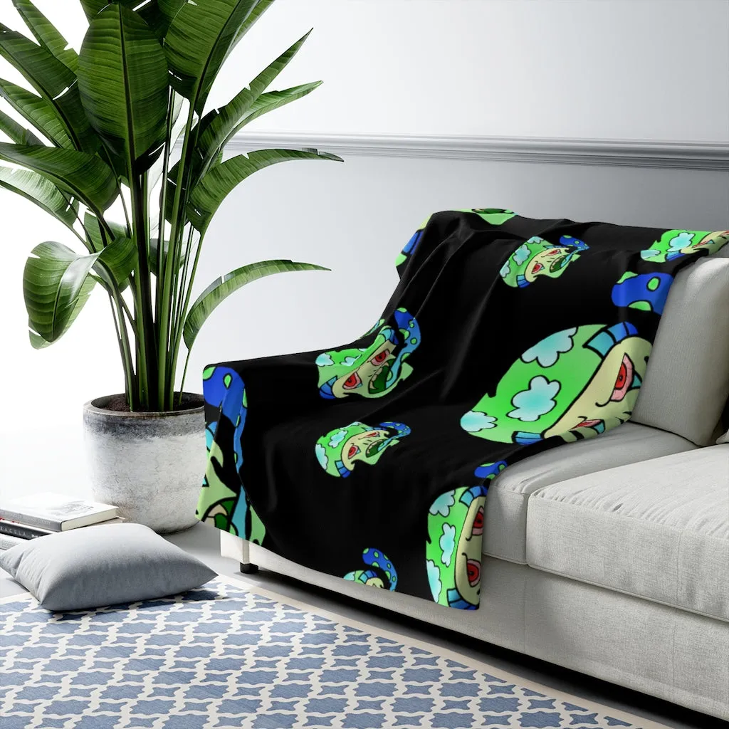 Green Shroom Sherpa Fleece Blanket