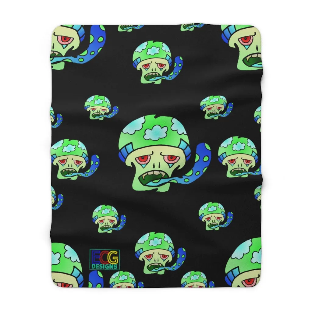 Green Shroom Sherpa Fleece Blanket