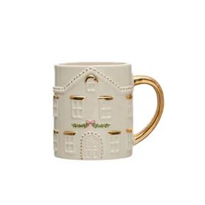 Hand-Painted Holiday House Mug - Arched Door