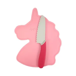Handstand Kitchen Unicorn Cutting Board & Kid Safe Knife Set Pink