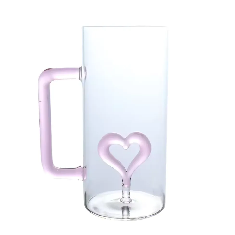 Heart 2 Heart  Mug (Glass Mug Handmade Simple 3D Heart Coffee Cup)