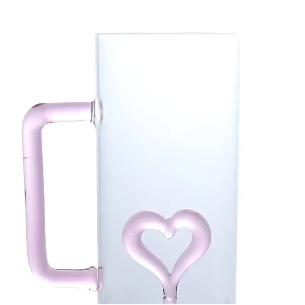 Heart 2 Heart  Mug (Glass Mug Handmade Simple 3D Heart Coffee Cup)