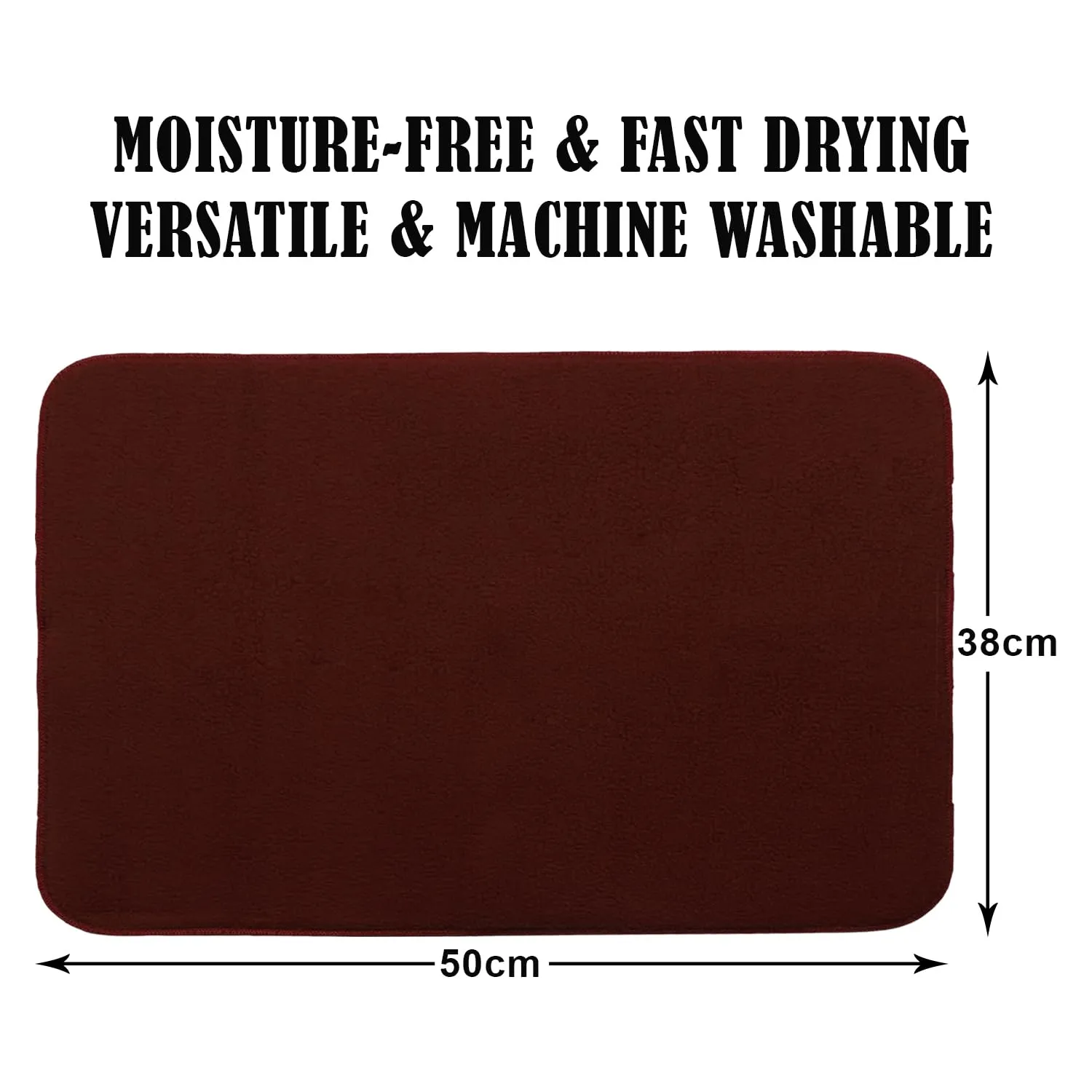 Heart Home Dish Drying Mat | Microfiber Kitchen water Absorbent Mat | Reversible Drying Mat for Kitchen Utensils | Kitchen Utensils Mat | 38x50 cm | Brown