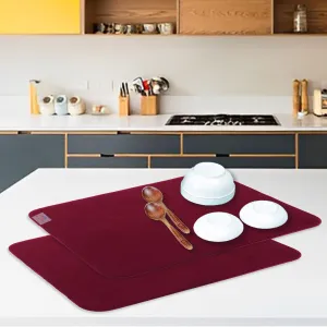 Heart Home Dish Drying Mat | Microfiber Kitchen water Absorbent Mat | Reversible Drying Mat for Kitchen Utensils | Kitchen Utensils Mat | 50x70 cm | Pack of 2 | Maroon