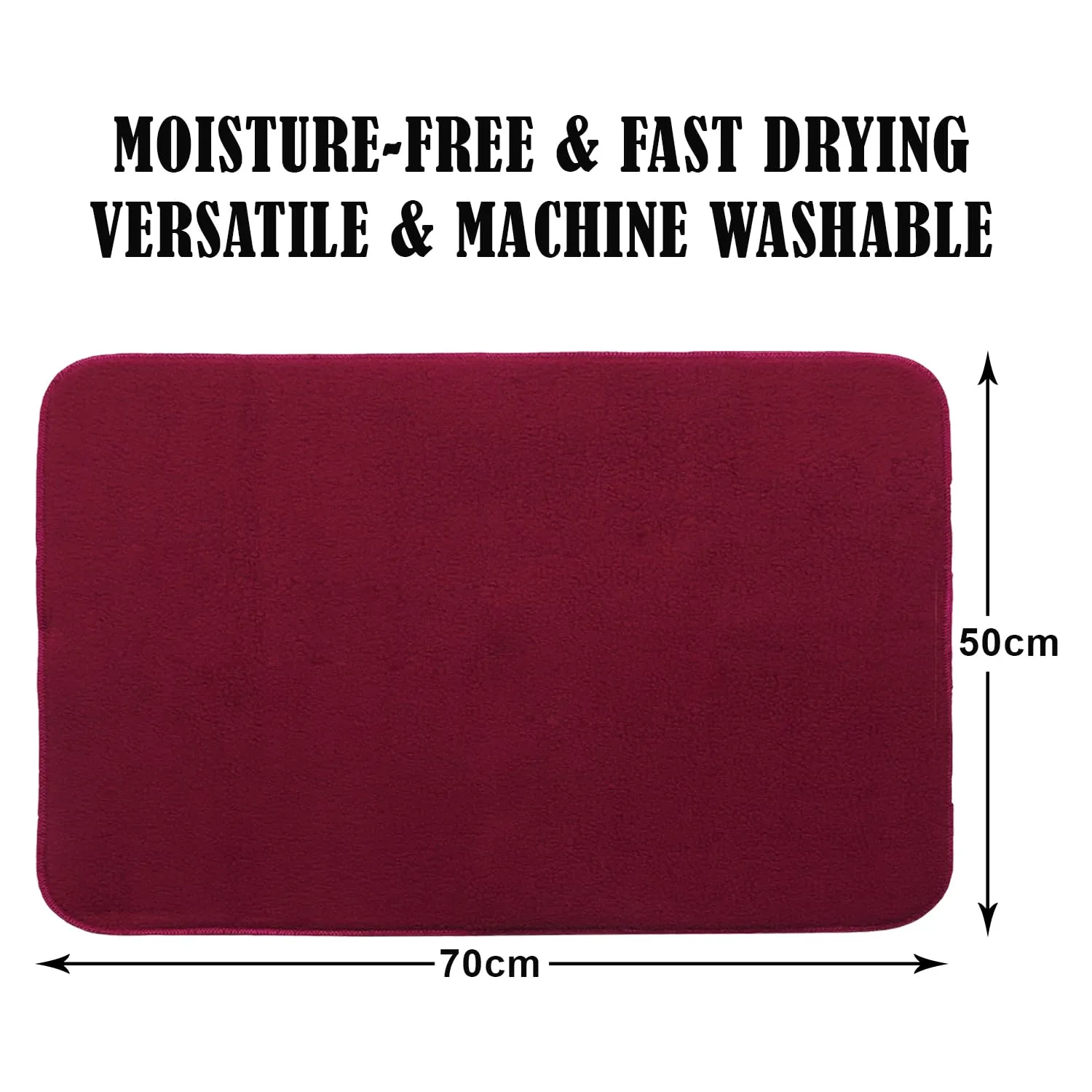 Heart Home Dish Drying Mat | Microfiber Kitchen water Absorbent Mat | Reversible Drying Mat for Kitchen Utensils | Kitchen Utensils Mat | 50x70 cm | Pack of 2 | Maroon