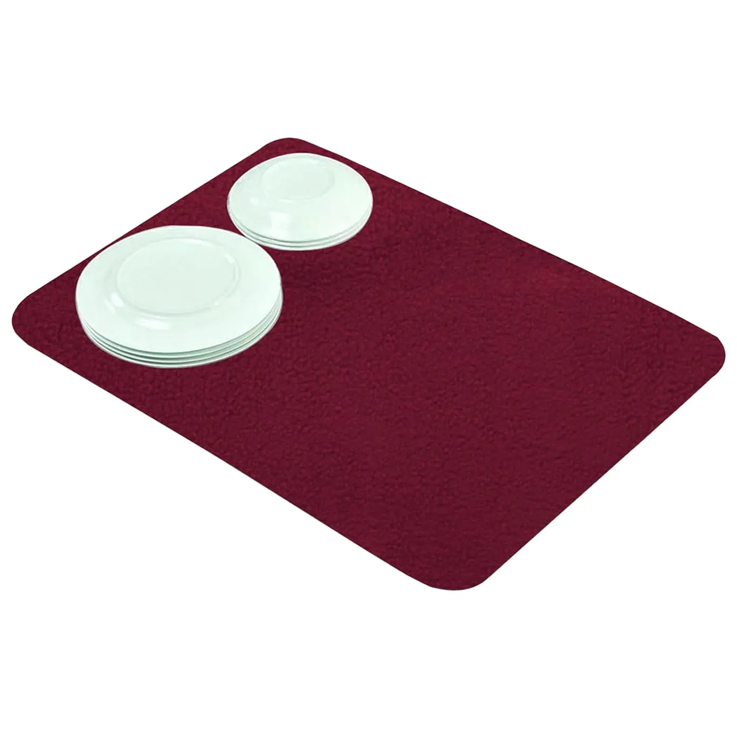 Heart Home Dish Drying Mat | Microfiber Kitchen water Absorbent Mat | Reversible Drying Mat for Kitchen Utensils | Kitchen Utensils Mat | 50x70 cm | Pack of 2 | Maroon