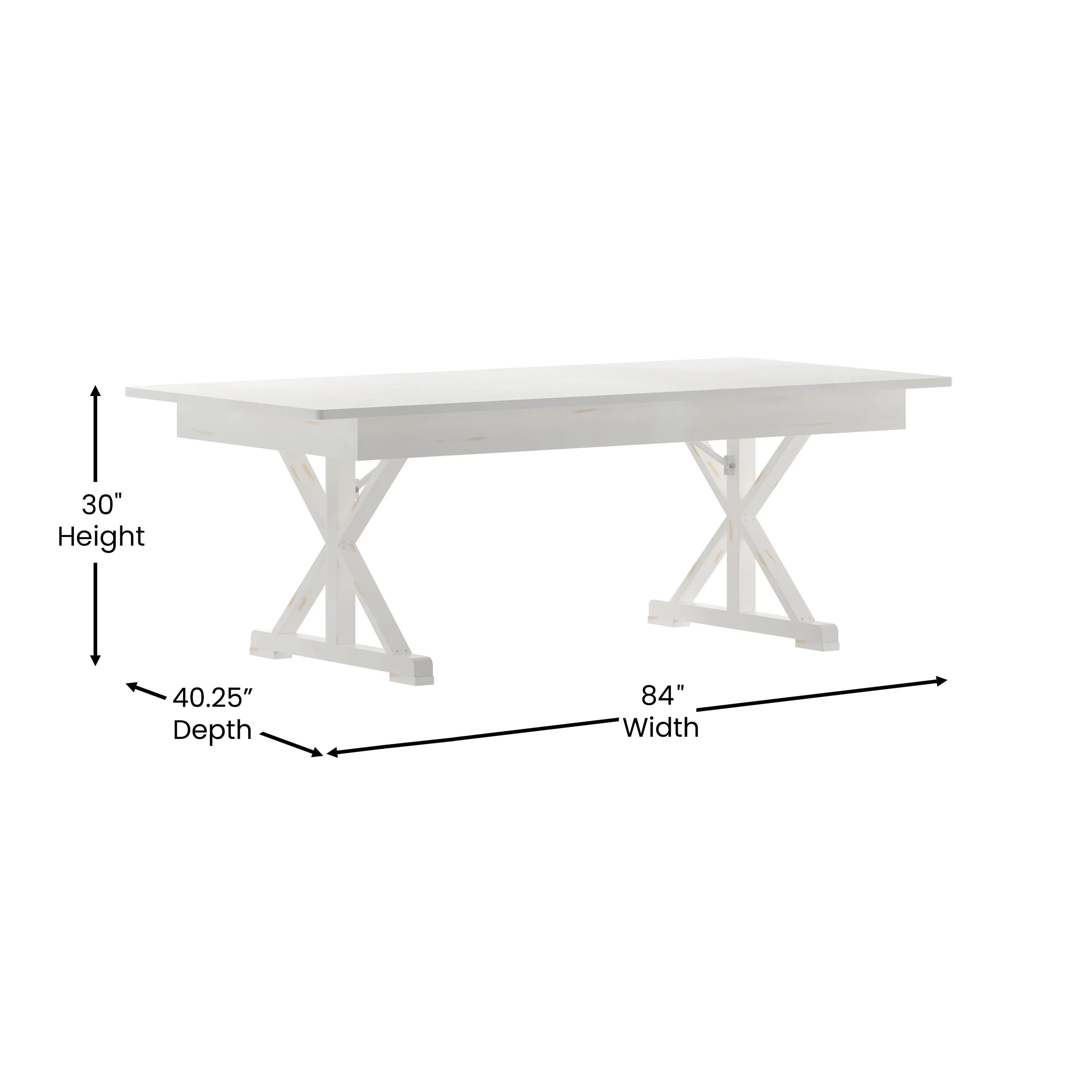 HERCULES 7' x 40" Rectangular Solid Pine Folding Farm Table with X Legs