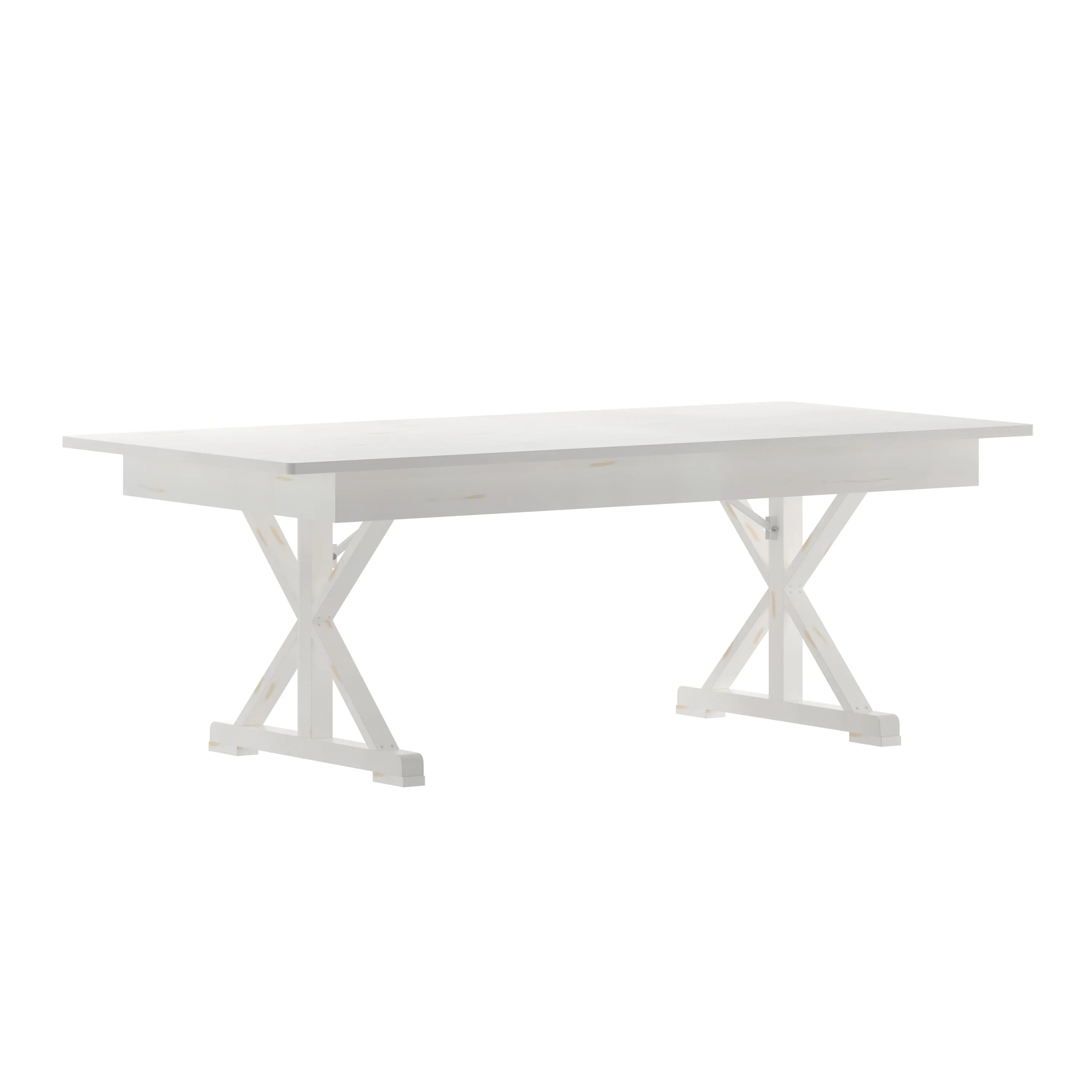 HERCULES 7' x 40" Rectangular Solid Pine Folding Farm Table with X Legs