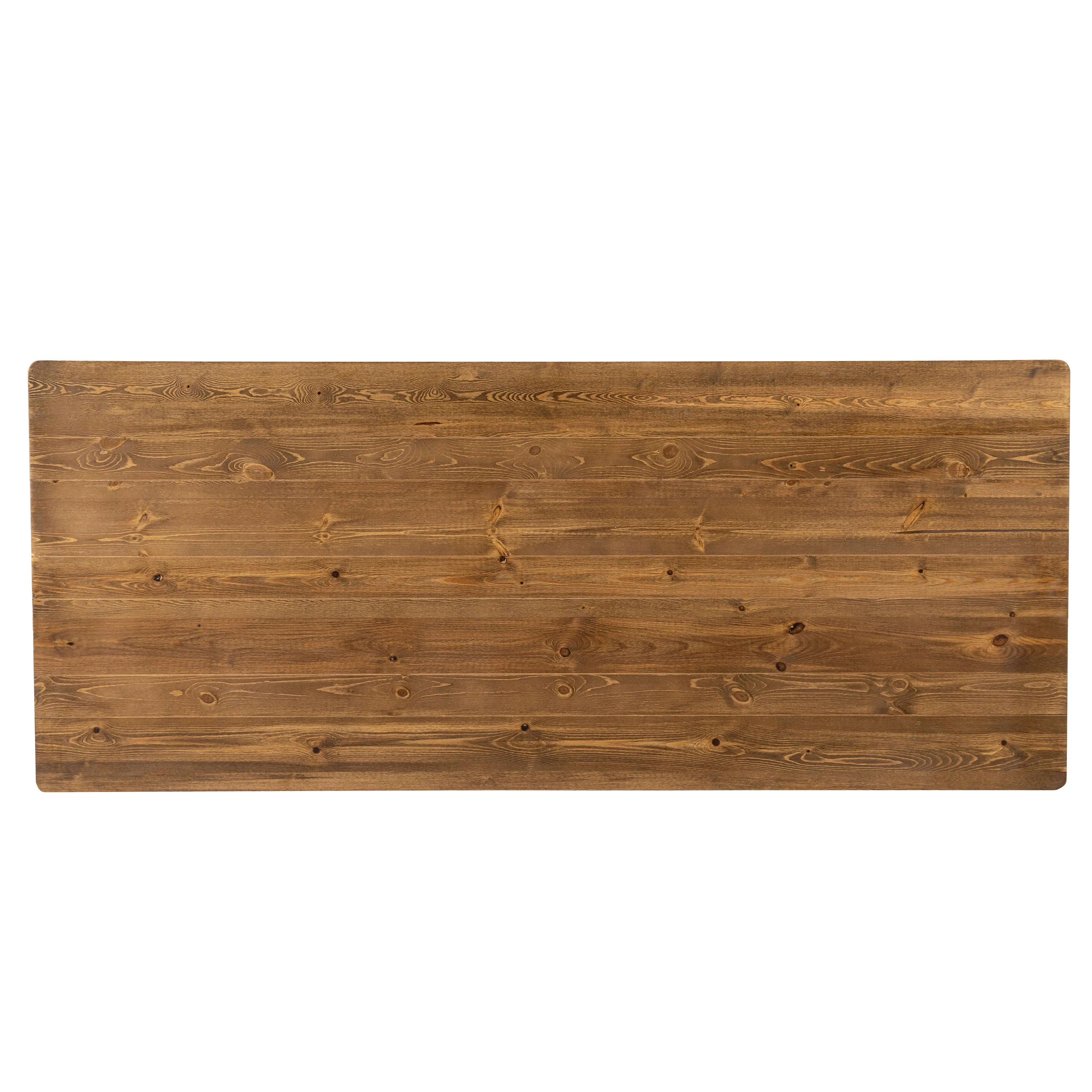 HERCULES 7' x 40" Rectangular Solid Pine Folding Farm Table with X Legs