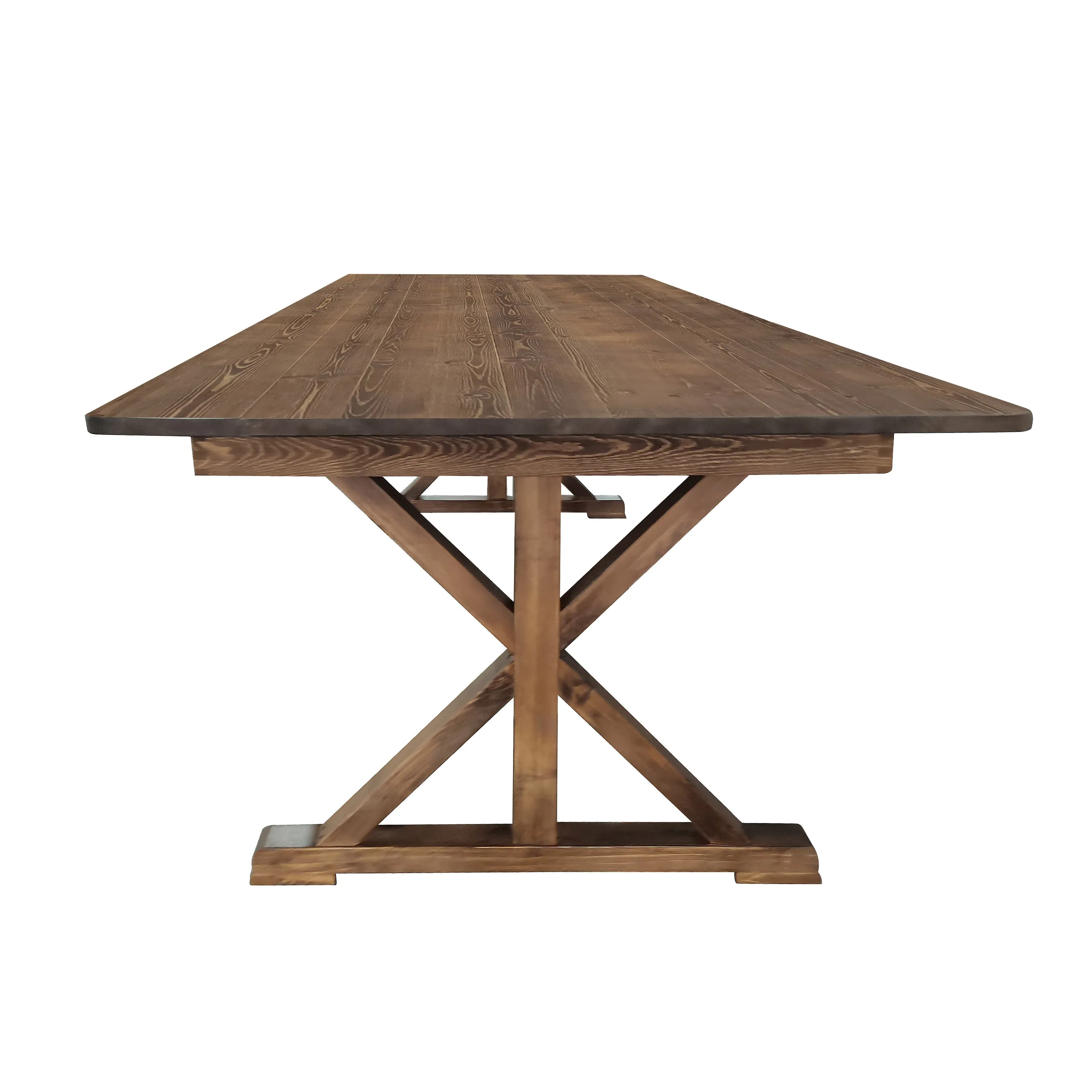 HERCULES 7' x 40" Rectangular Solid Pine Folding Farm Table with X Legs